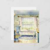 水彩カントリーバスルームの背景 箔シーズンポストカード (正面/裏面)