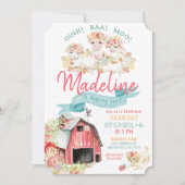 水彩カントリーファームアニマルバースデーパーティー 招待状 (正面)