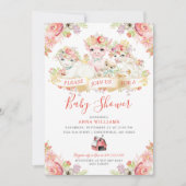 水彩カントリーファーム動物ベビーシャワー 招待状 (正面)