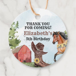 水彩カントリーブーツホースファームロデオパーティー フェイバータグ