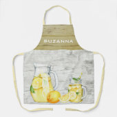 水彩カントリーレモネードレモンモノグラム エプロン (正面)
