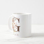 水彩カントリーワイルドフラワーモノグラム文字G コーヒーマグカップ (正面左)