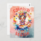 水彩カーニバルシーズンガール ポストカード (正面/裏面)