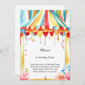 水彩カーニバル回路誕生日招待状 招待状 (正面/裏面)