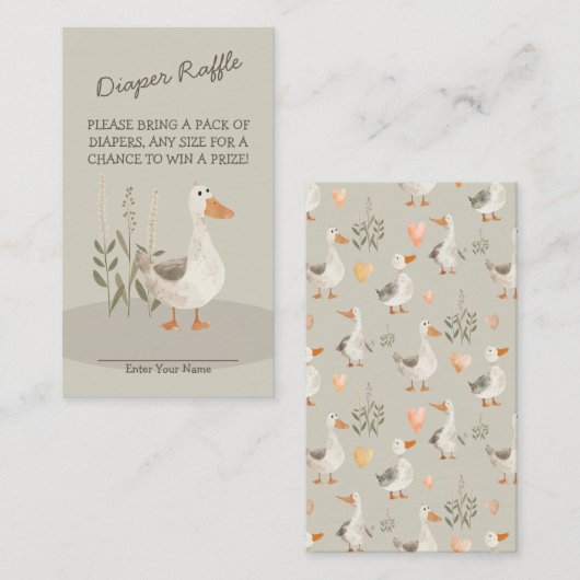水彩ガチョウおむつラッフル – エンクロージャカード エンクロージャーカード (正面/裏面)
