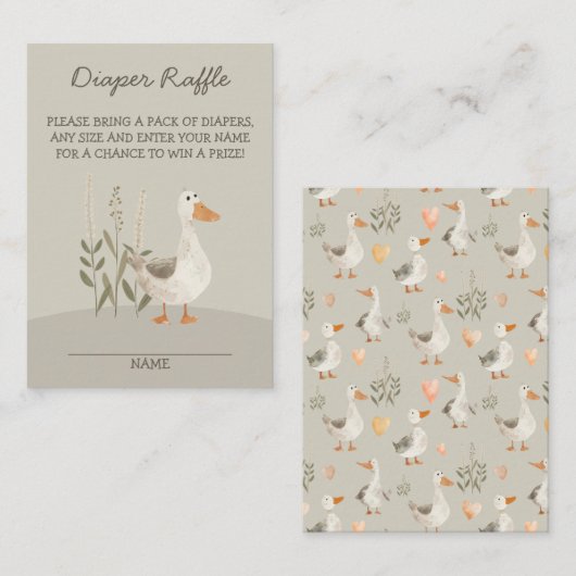 水彩ガチョウかわいいおむつラッフルエンクロージャカード エンクロージャーカード (正面/裏面)