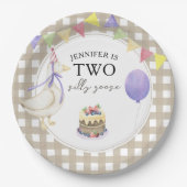 水彩ガチョウの2歳の誕生日 ペーパープレート (正面)