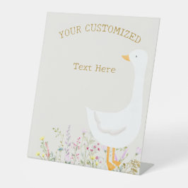 水彩ガチョウフローラカスタムベビーシャワーサイン 台座サイン