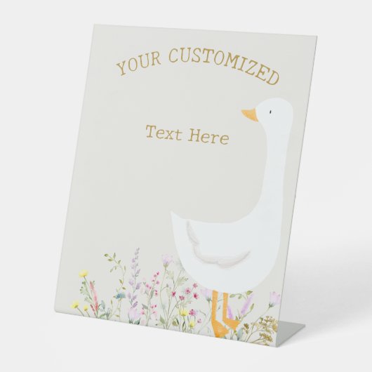 水彩ガチョウフローラカスタムベビーシャワーサイン 台座サイン (正面)