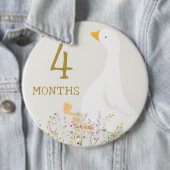 水彩ガチョウベビー月マイルストーンマーカーサイン 缶バッジ (インサイチュ)