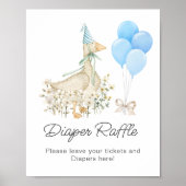 水彩ガチョウ男の子ベビーシャワーおむつラッフル ポスター (正面)