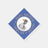 水彩ガチョウ誕生日カスタムチルドレンズブルー スタンダードカクテルナプキン (角)