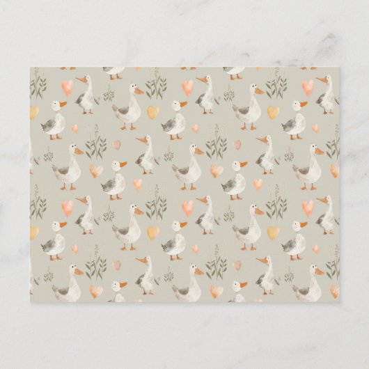 水彩ガチョウ赤ちゃんシャワーサンキューカード ポストカード (裏面)
