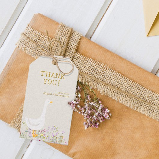 水彩ガチョウ野草ベビーシャワー ギフトタグ