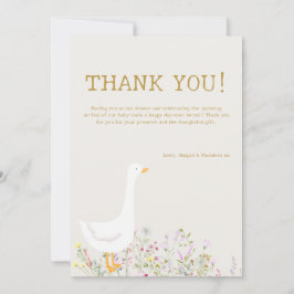 水彩ガチョウ野草ベビーシャワー サンキューカード