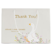 水彩ガチョウ野草ベビーシャワー ラージペーパーバッグ (正面)