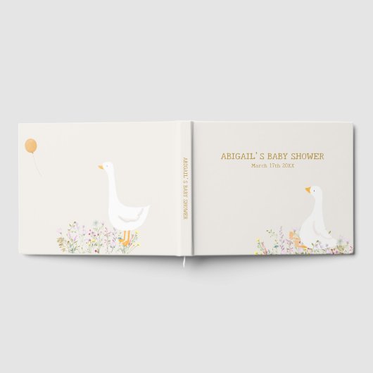 水彩ガチョウ鴨の野草赤ちゃんシャワー ゲストブック (全面)