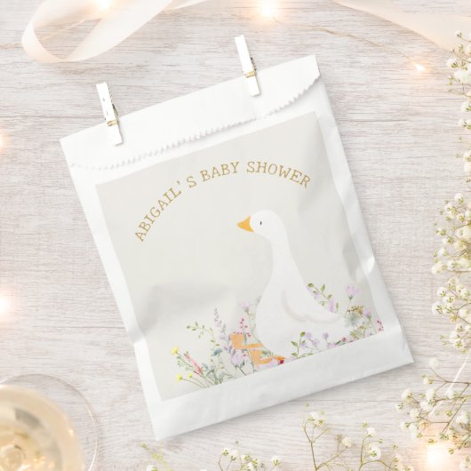 水彩ガチョウ鴨の野草赤ちゃんシャワー フェイバーバッグ (クリップ留めされた状態)