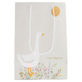 水彩ガチョウ鴨の野草赤ちゃんシャワー ミディアムペーパーバッグ (裏面)