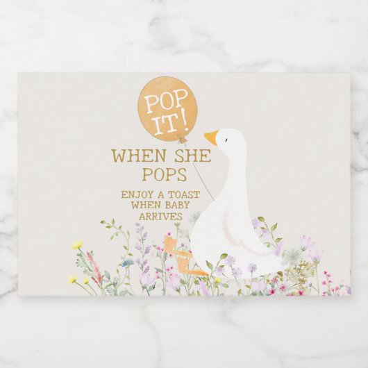 水彩ガチョウ鴨の野草赤ちゃんシャワー リキュールボトルラベル (シングルラベル)