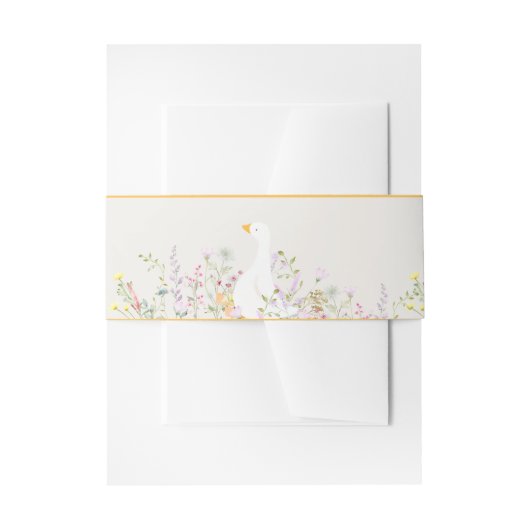 水彩ガチョウ鴨の野草赤ちゃんシャワー 招待状ベリーバンド (正面例)