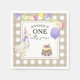 水彩ガチョウ1歳の誕生日 スタンダードカクテルナプキン