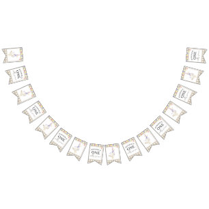 水彩ガチョウ1歳の誕生日 バンティングフラッグ