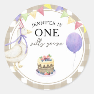 水彩ガチョウ1歳の誕生日 ラウンドシール