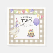 水彩ガチョウ2回目の誕生日 スタンダードカクテルナプキン (正面)