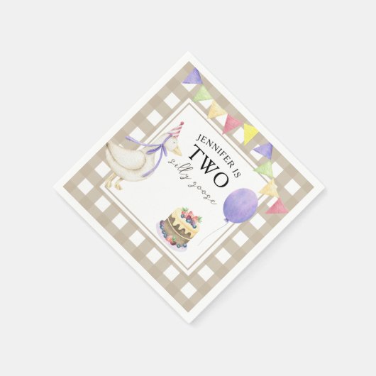 水彩ガチョウ2回目の誕生日 スタンダードカクテルナプキン (角)