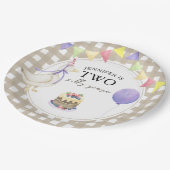 水彩ガチョウ2回目の誕生日 ペーパープレート (アングル)