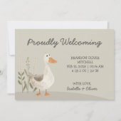 水彩ガチョウ – 写真ベビー発表カード サンキューカード (裏面)