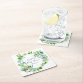 水彩ガラスのテラリウム多肉乳児シャワー スクエアペーパーコースター (インサイチュ)