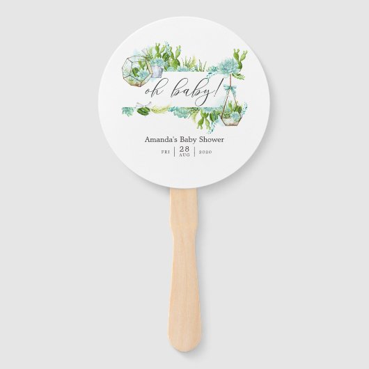 水彩ガラスのテラリウム多肉乳児シャワー ハンドファン (正面)