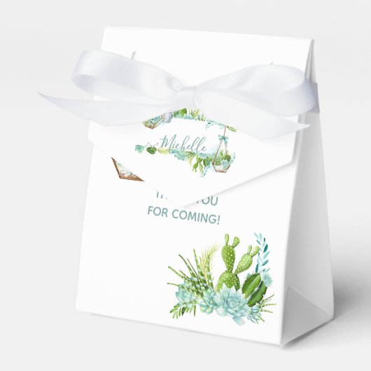 水彩ガラスのテラリウム多肉乳児シャワー フェイバーボックス (正面サイド)