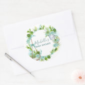 水彩ガラスのテラリウム多肉乳児シャワー ラウンドシール (封筒)