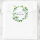 水彩ガラスのテラリウム多肉乳児シャワー ラウンドシール (バッグ)