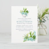 水彩ガラスのテラリウム多肉乳児シャワー 招待状 (スタンド正面)