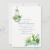 水彩ガラスのテラリウム多肉乳児シャワー 招待状 (正面)