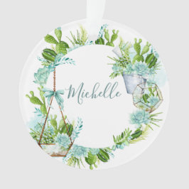 水彩ガラスのテラリウム多肉植物 オーナメント