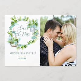 水彩ガラスのテラリウム水色が日付を保存 セーブザデート