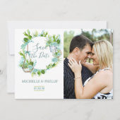 水彩ガラスのテラリウム水色が日付を保存 セーブザデート (正面)