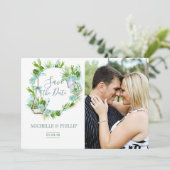 水彩ガラスのテラリウム水色が日付を保存 セーブザデート (スタンド正面)