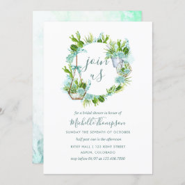 水彩ガラステラリウム多肉性ブライダルシャワー 招待状