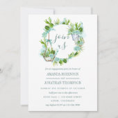 水彩ガラステラリウム多肉植物婚約 招待状 (正面)