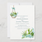 水彩ガラステラリウム多肉植物婚約 招待状 (正面)