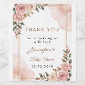 水彩ガーデンかわいらしフラワーベビーシャワーギフト ワインラベル (シングルラベル)