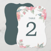 水彩ガーデンウェディングの結婚式テーブルナンバー 招待状 (正面/裏面)
