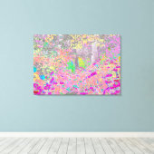 水彩ガーデンサンライズ（紫色の花を使用） キャンバスプリント (インサイチュ (ウッドフロア))