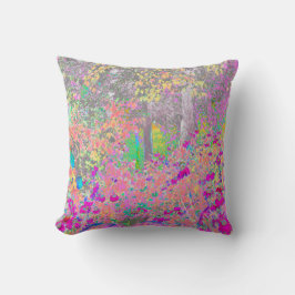 水彩ガーデンサンライズ（紫色の花を使用） クッション